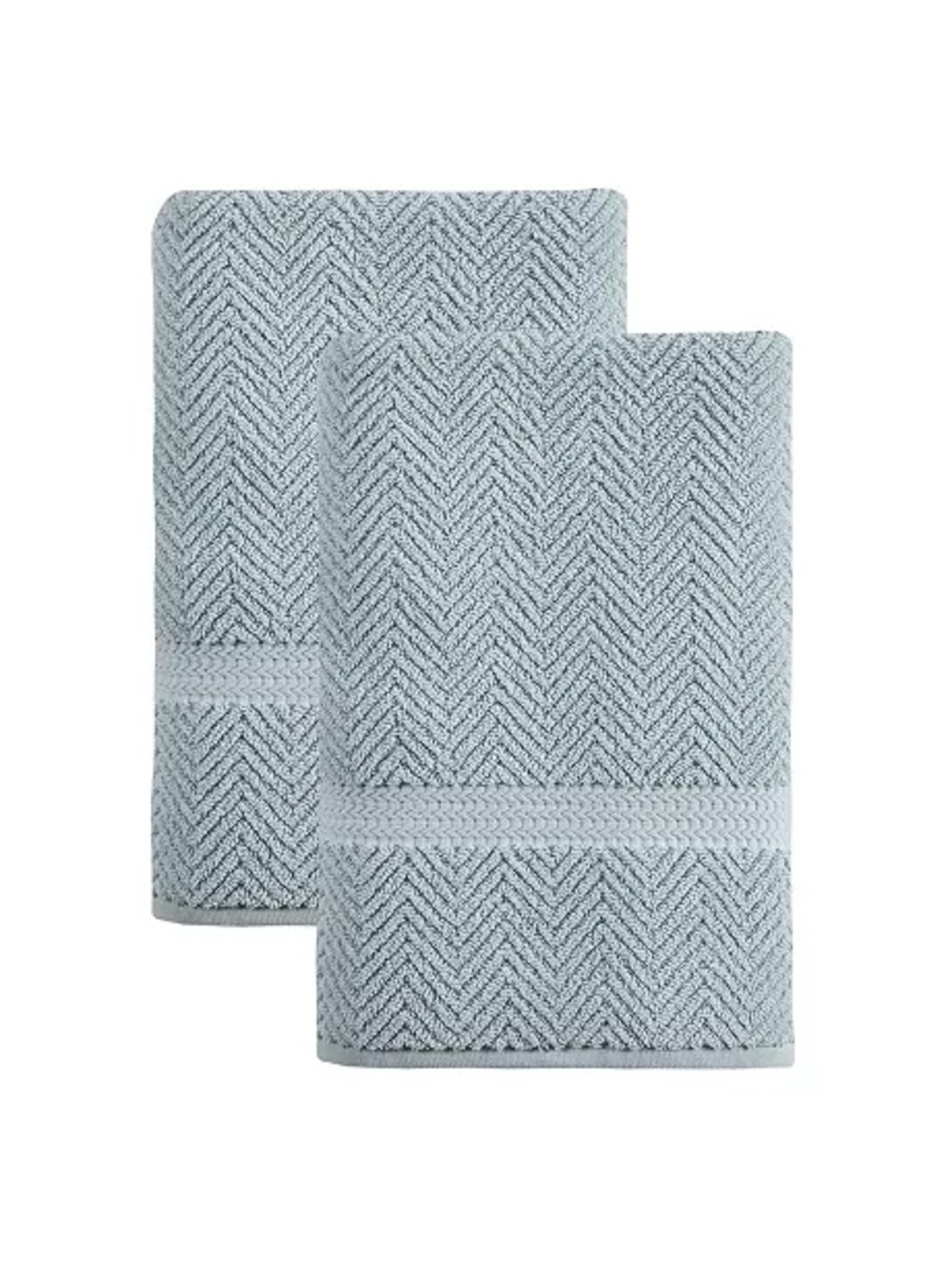 OZAN PREMIUM HOME Maui Hand Towels Herringbone Textured Cotton Light Aqua 2pc